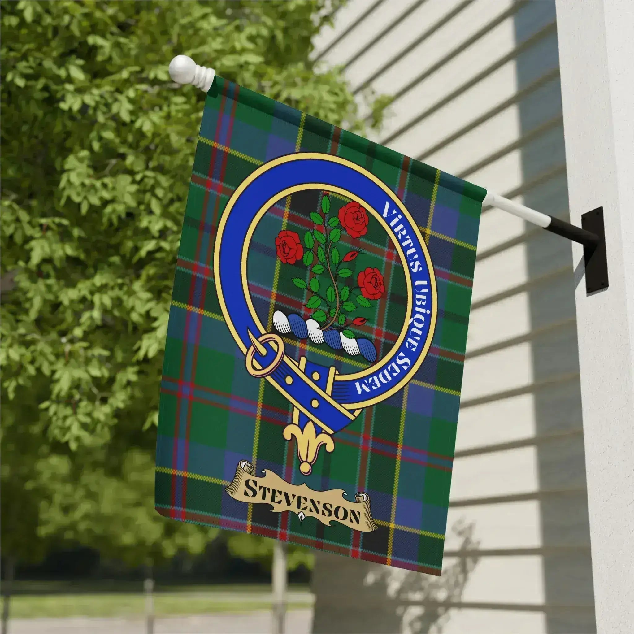 Stevenson Clan Crest Scottish Tartan Garden Flag product