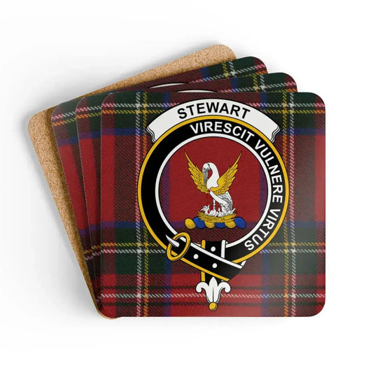 Stewart Clan Crest Tartan Pattern Coasters product type