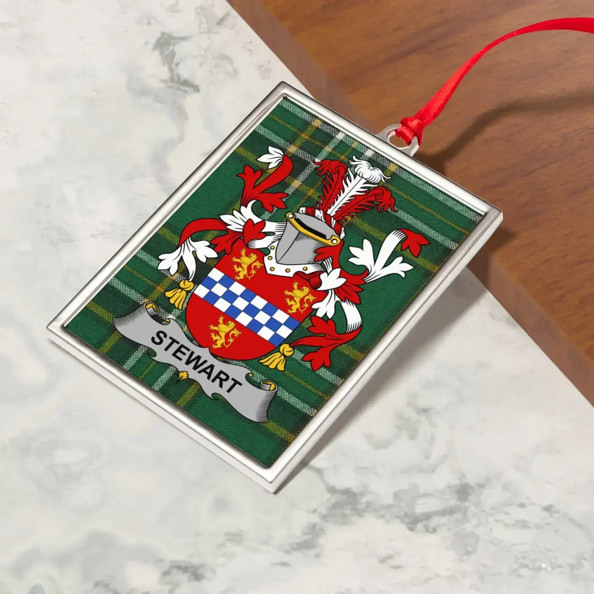 Stewart Family Crest Plaid Ornament product type