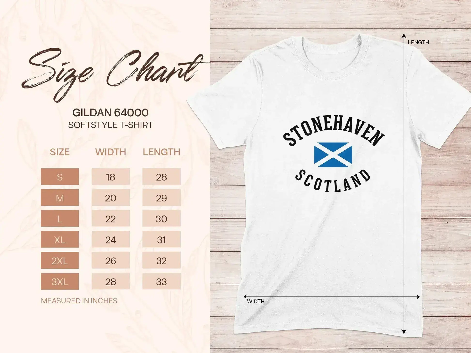 Stonehaven Scotland T-Shirt Size Chart product