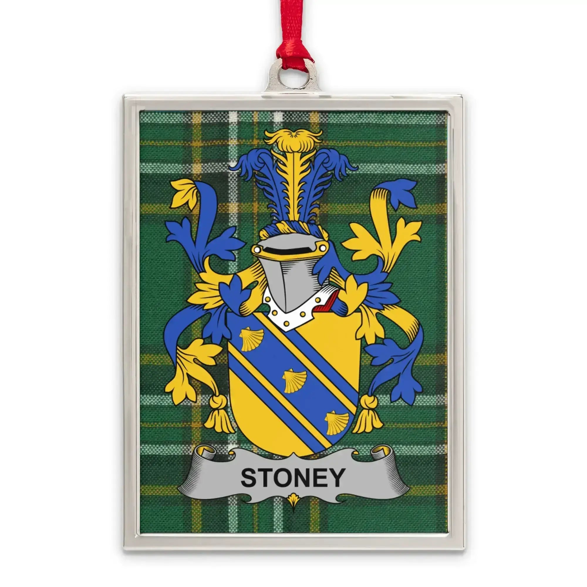 Stoney Coat of Arms with Plaid Background product