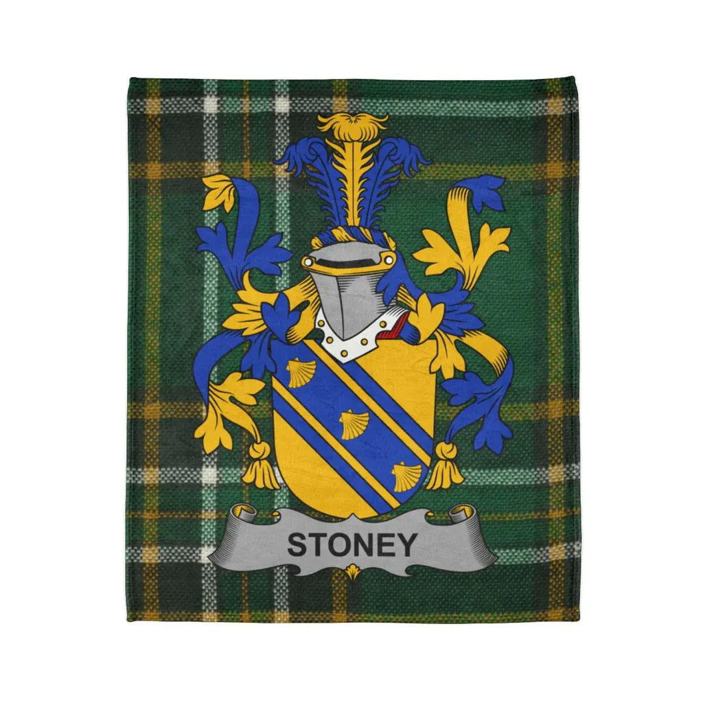 Stoney Family Crest Tartan Plaid Blanket Design