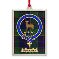 Strachan tartan-background crest ornament shown as a Scottish heritage keepsake gift