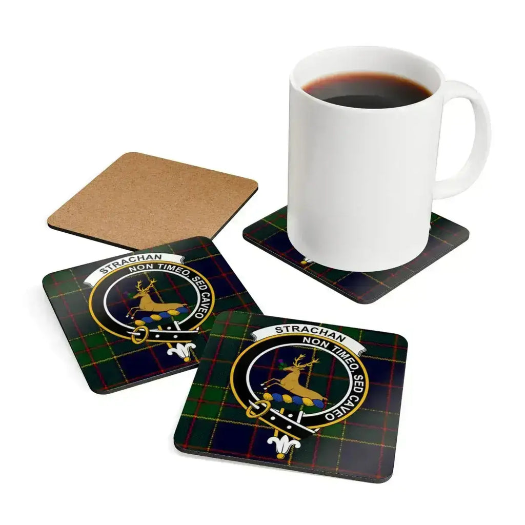 Strachan Tartan Clan Crest Coasters Set of 4 product type