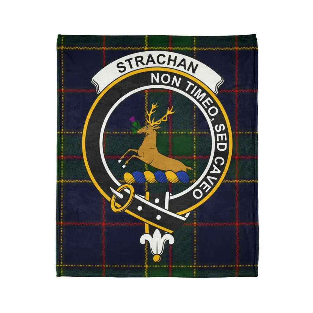 Strachan Clan Crest Badge Tartan Blanket Non Timeo Sed Caveo