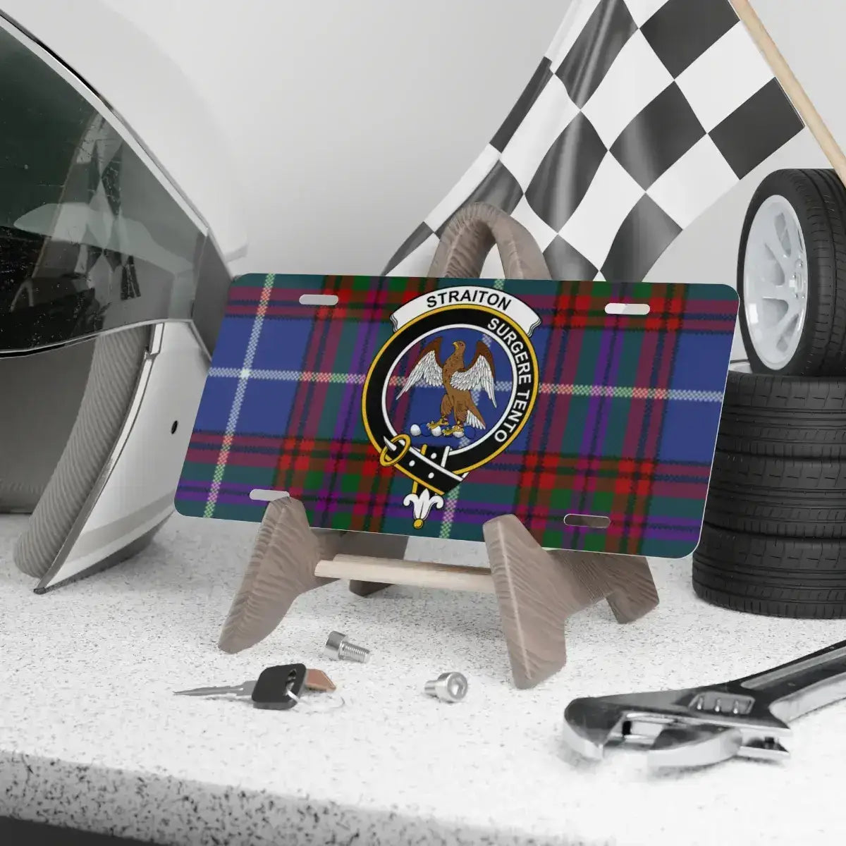 Scottish Clan Crest Plaid Custom License Plate product type