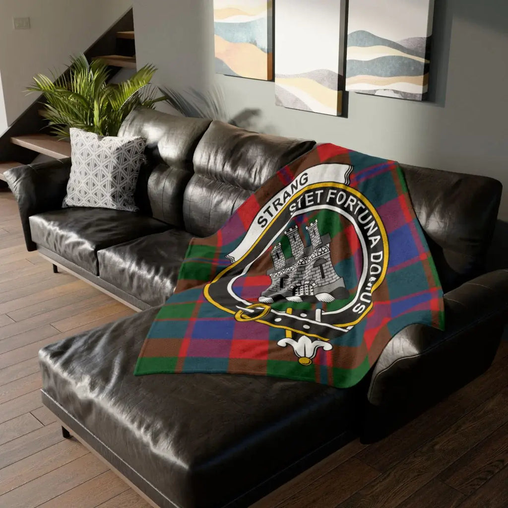 Clan Strang stet fortuna domus crest blanket for home decor — lightweight polyester