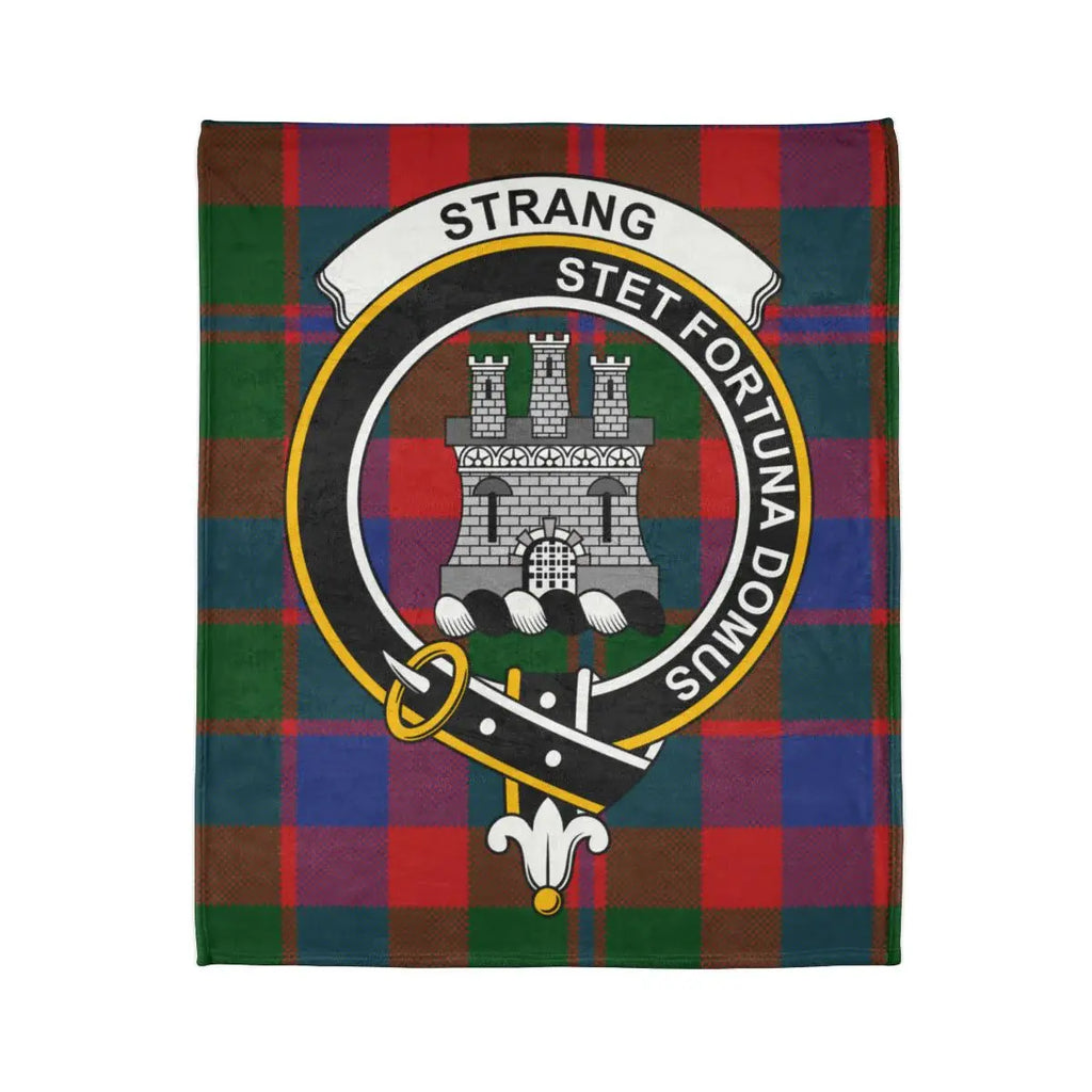 Clan Strang stet fortuna domus emblem blanket — crest detail on polyester throw