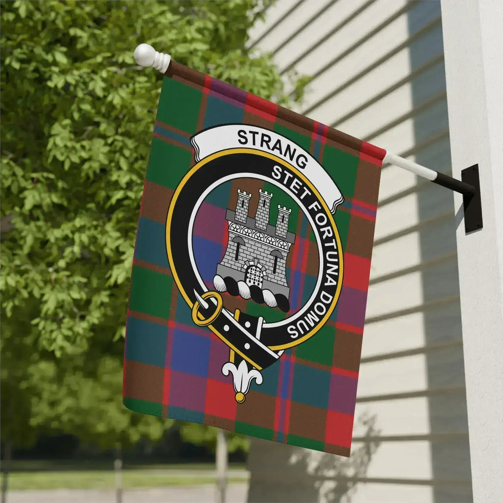 Clan Strang stet fortuna domus clan banner flag — 12x18 inch, poly canvas