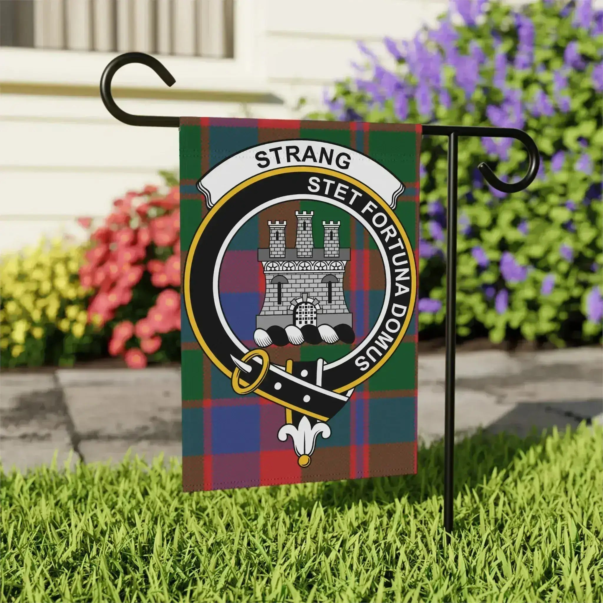 Strang stet fortuna domus plaid outdoor flag — 24.5x32 inch outdoor display