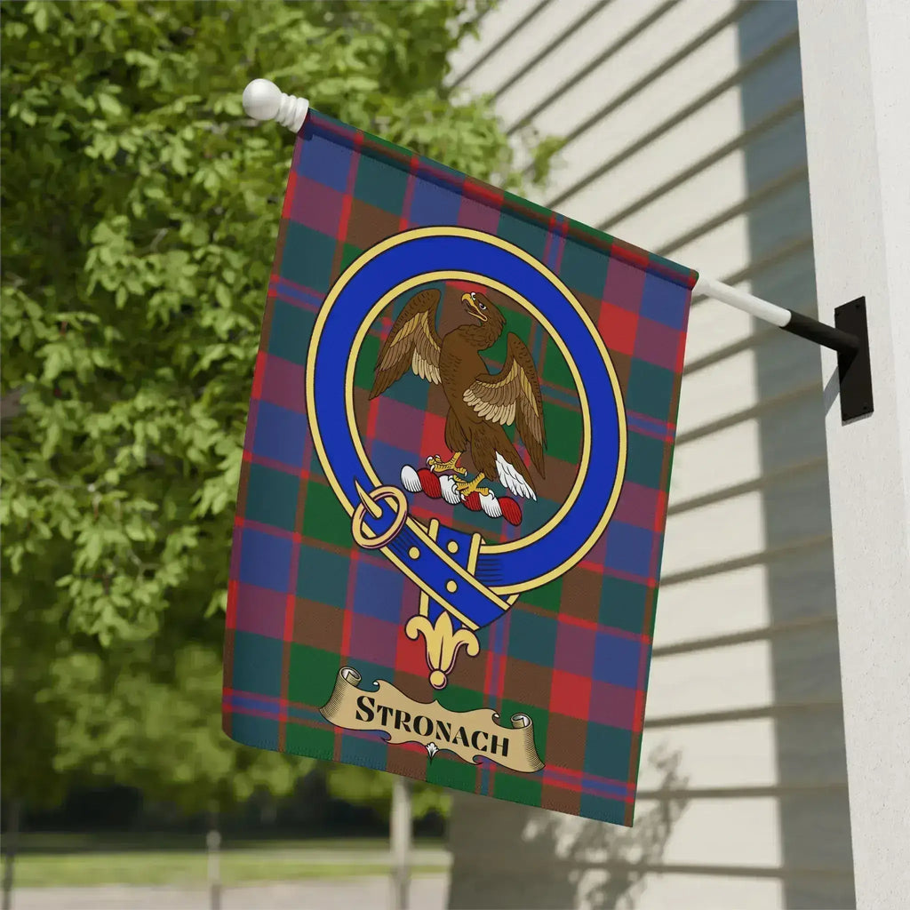 Stronach Family Crest Plaid Outdoor Flag
