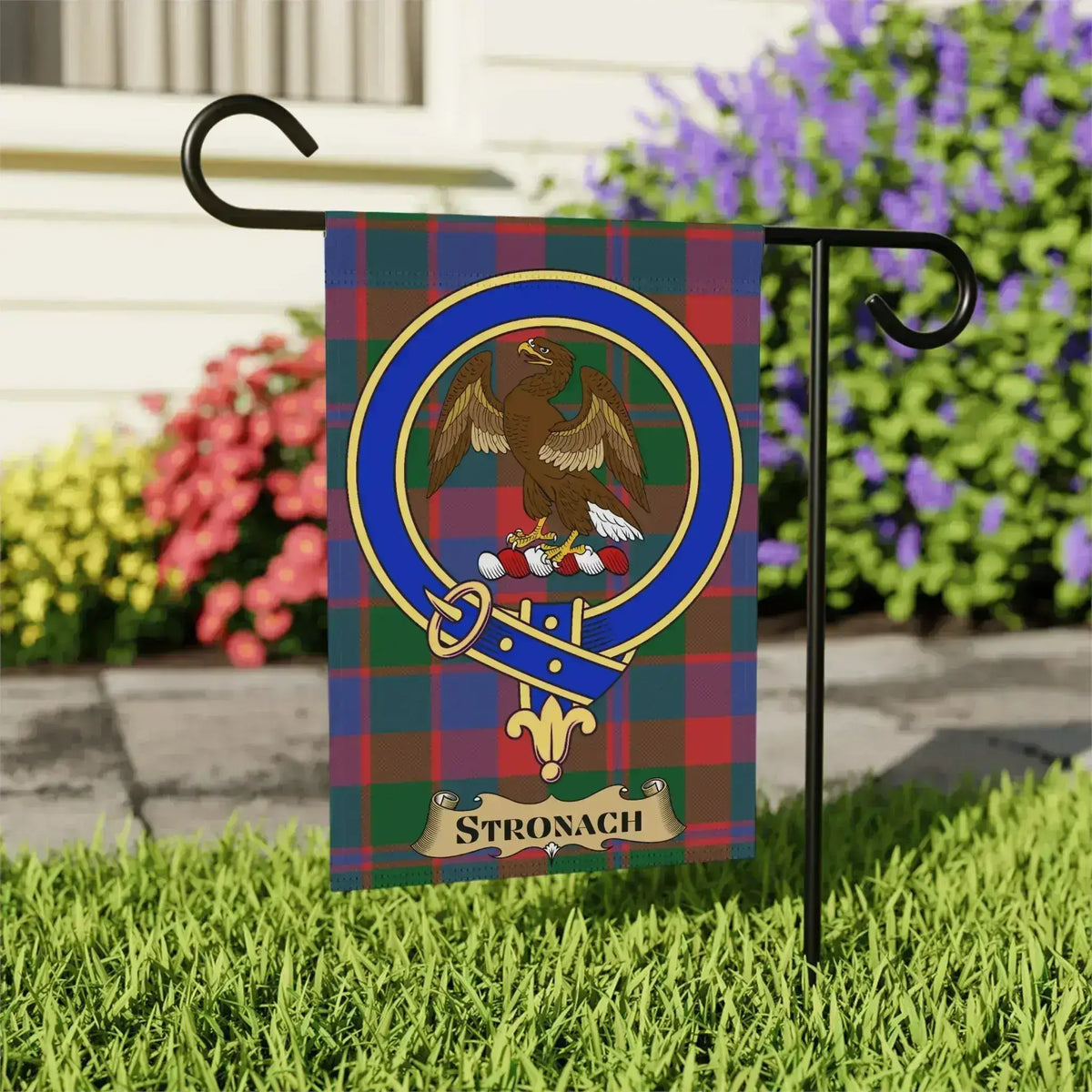 Personalized Stronach Family Crest Plaid Flag