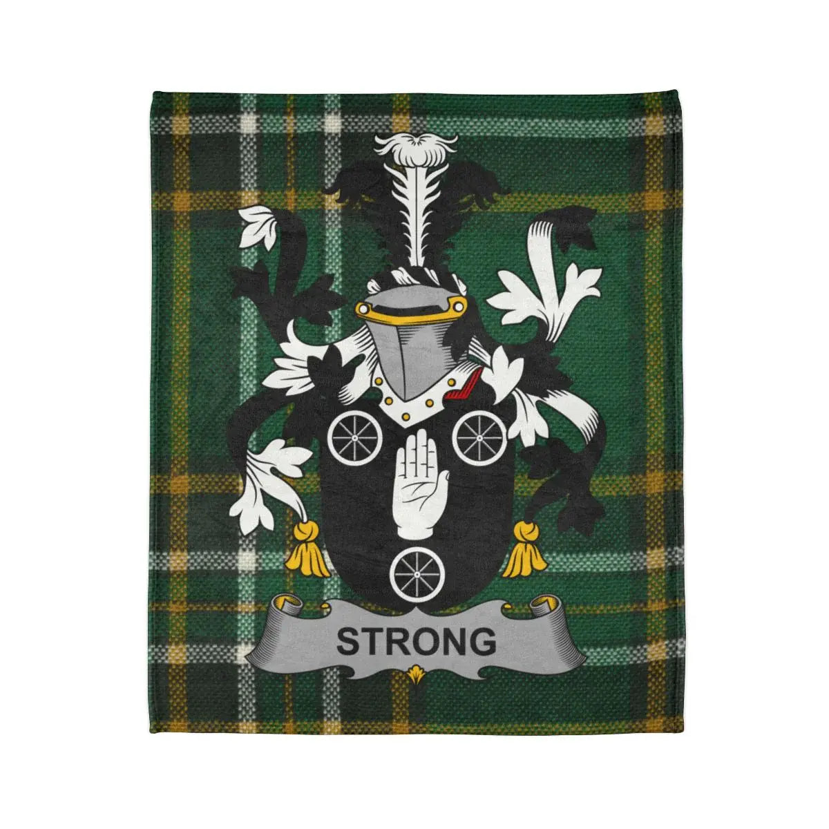 Strong Family Crest Green Tartan Blanket Design
