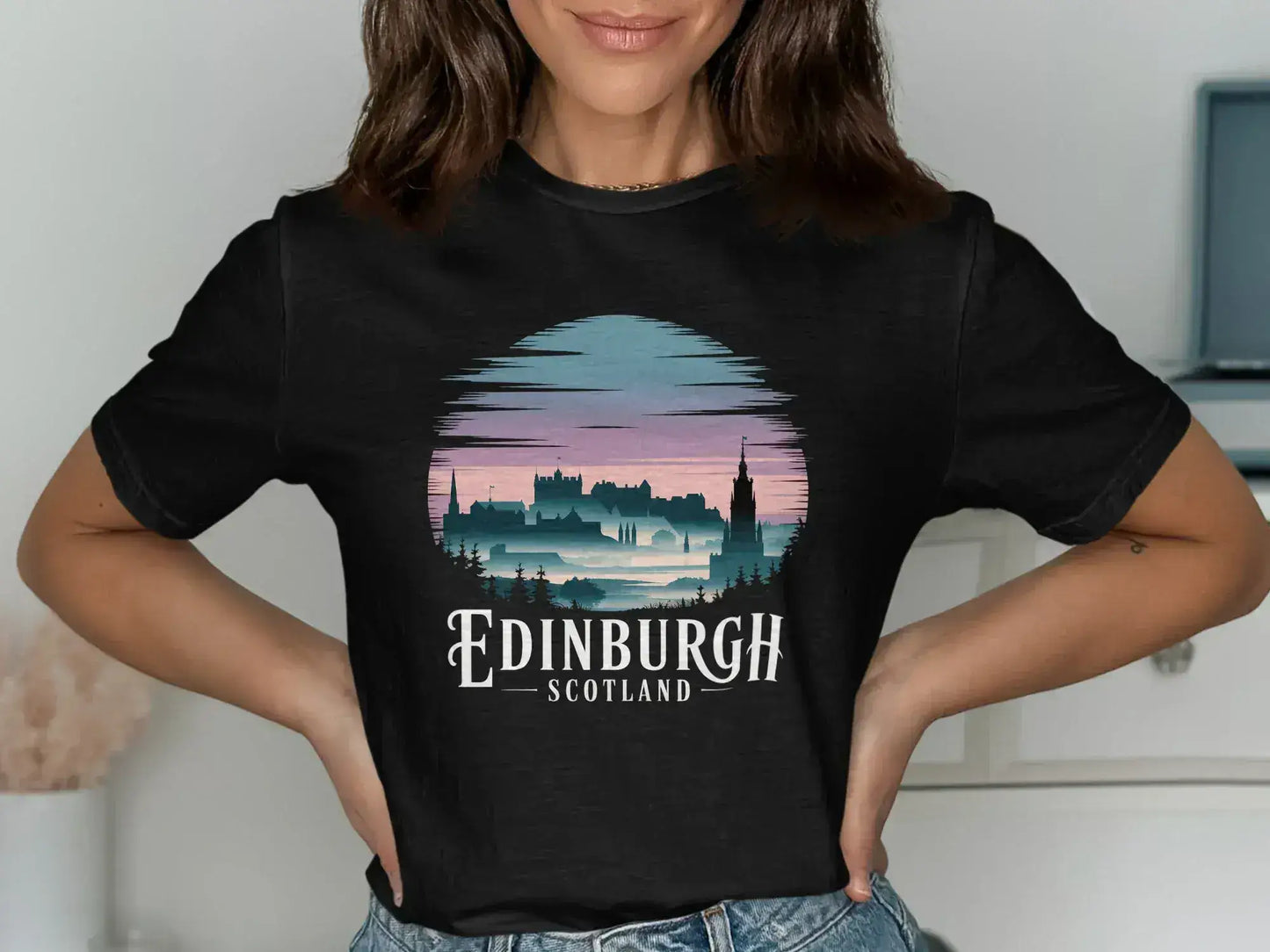 Edinburgh Scotland Skyline Graphic T-shirt product type