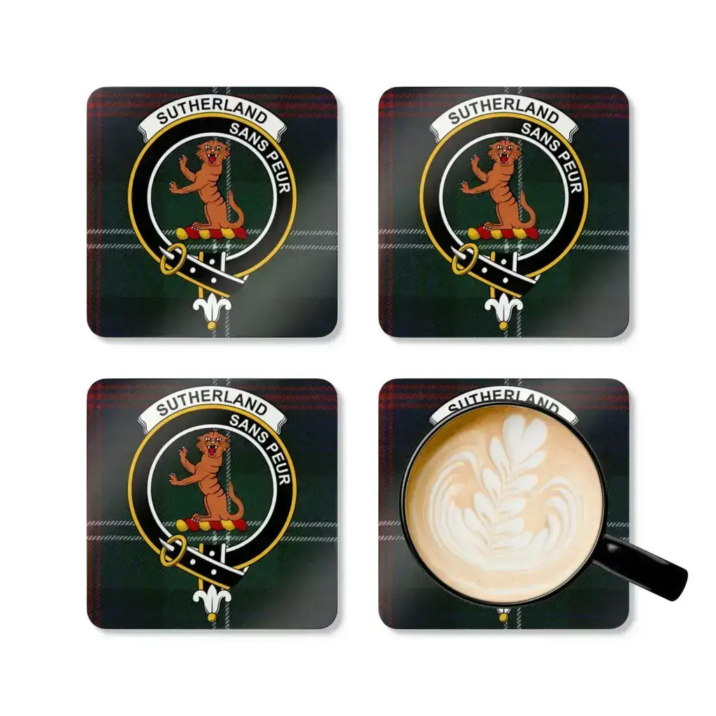 Sutherland sans peur coasters stylish home — set view, cork base