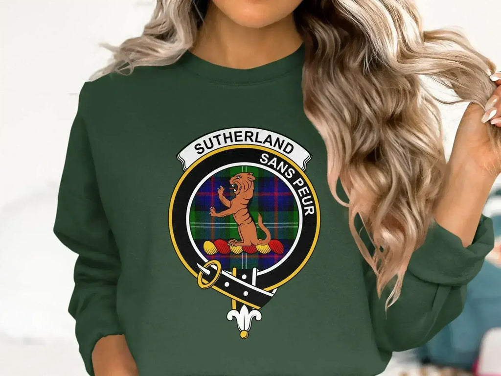 Clan Sutherland sans peur wild cat clan crest crewneck sweatshirt — navy fleece