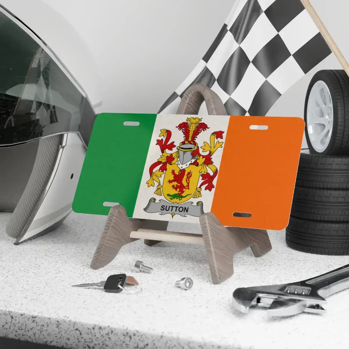 Sutton Coat of Arms Irish Flag License Plate product