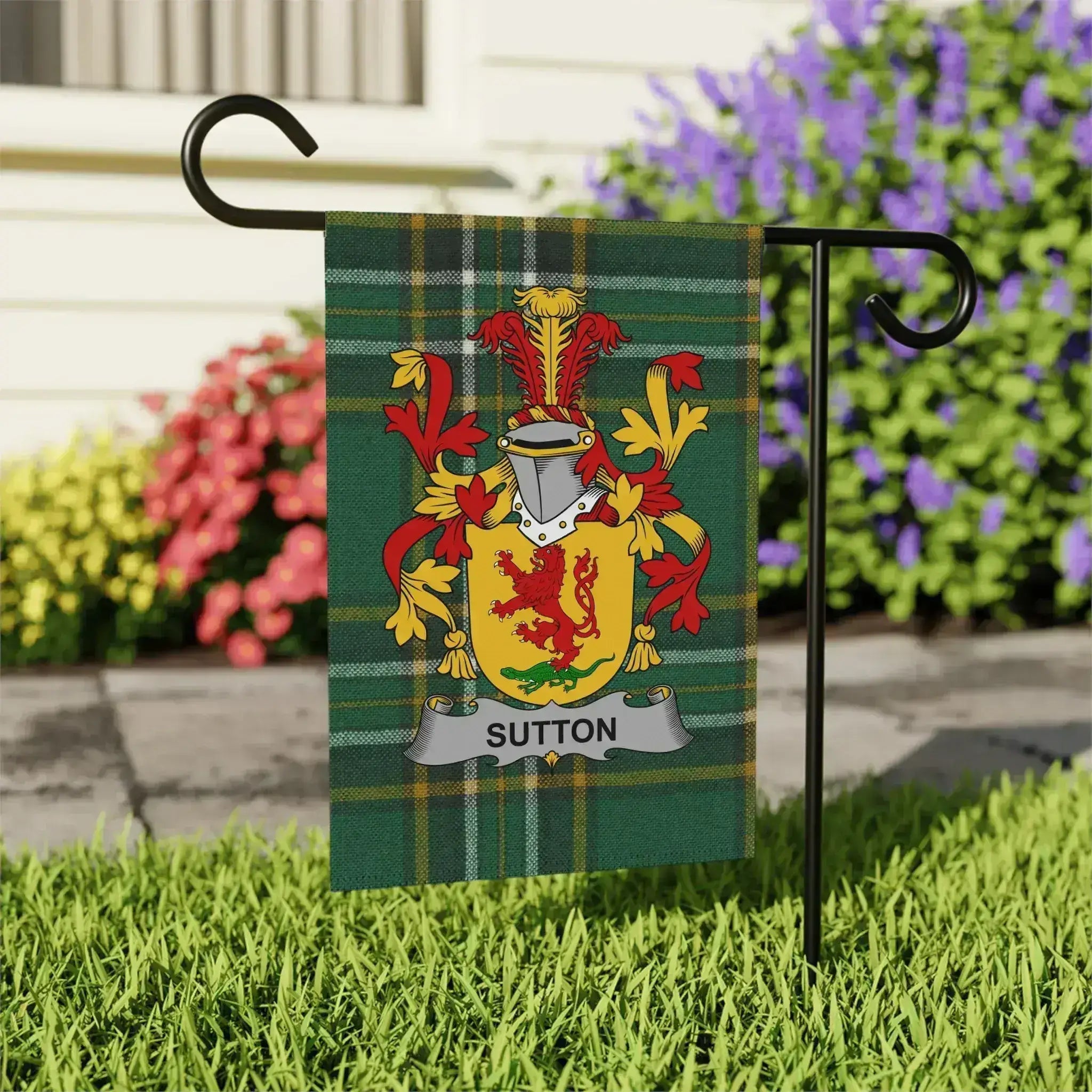 Sutton Coat of Arms Design on Garden Flag