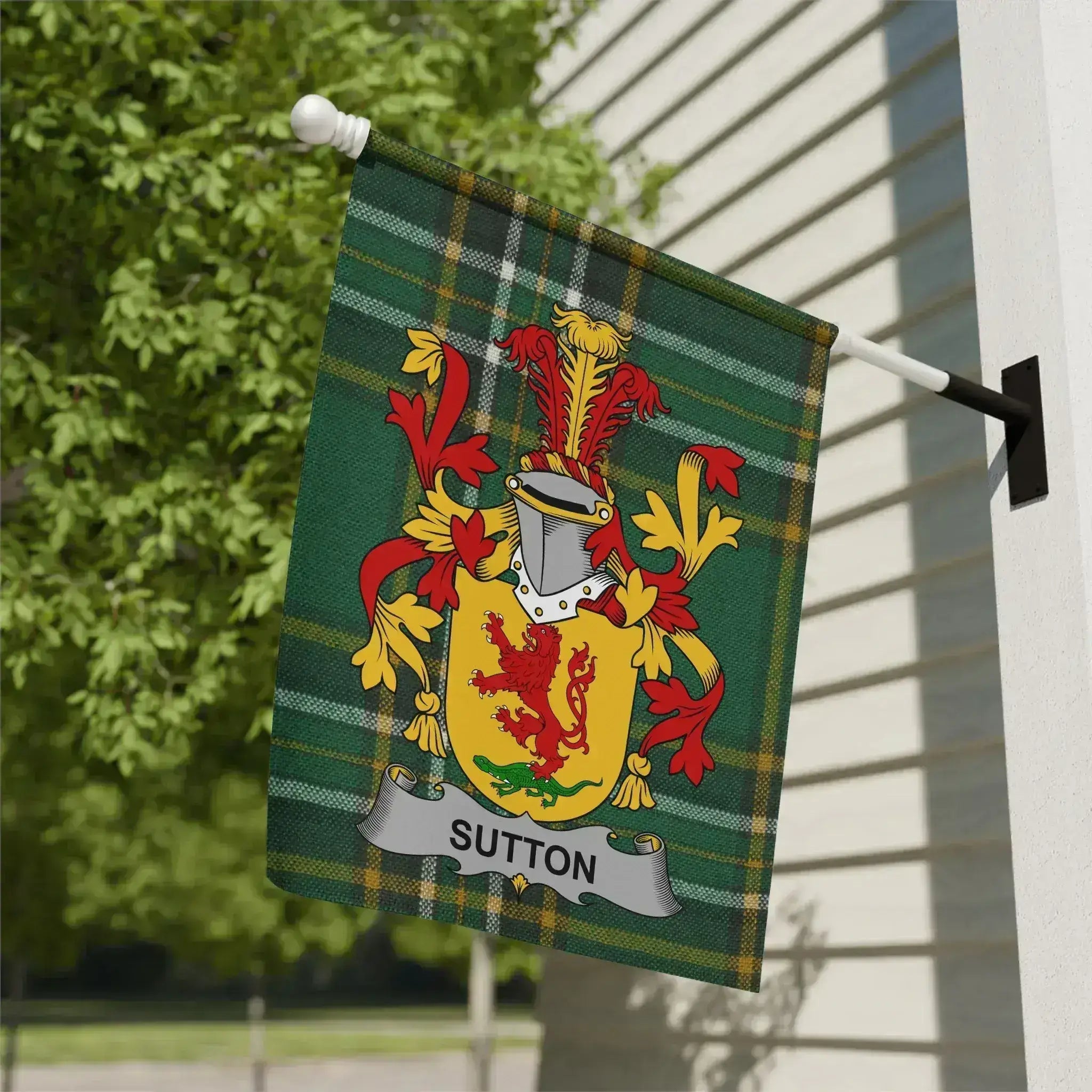 Personalized Sutton Family Crest Garden Flag