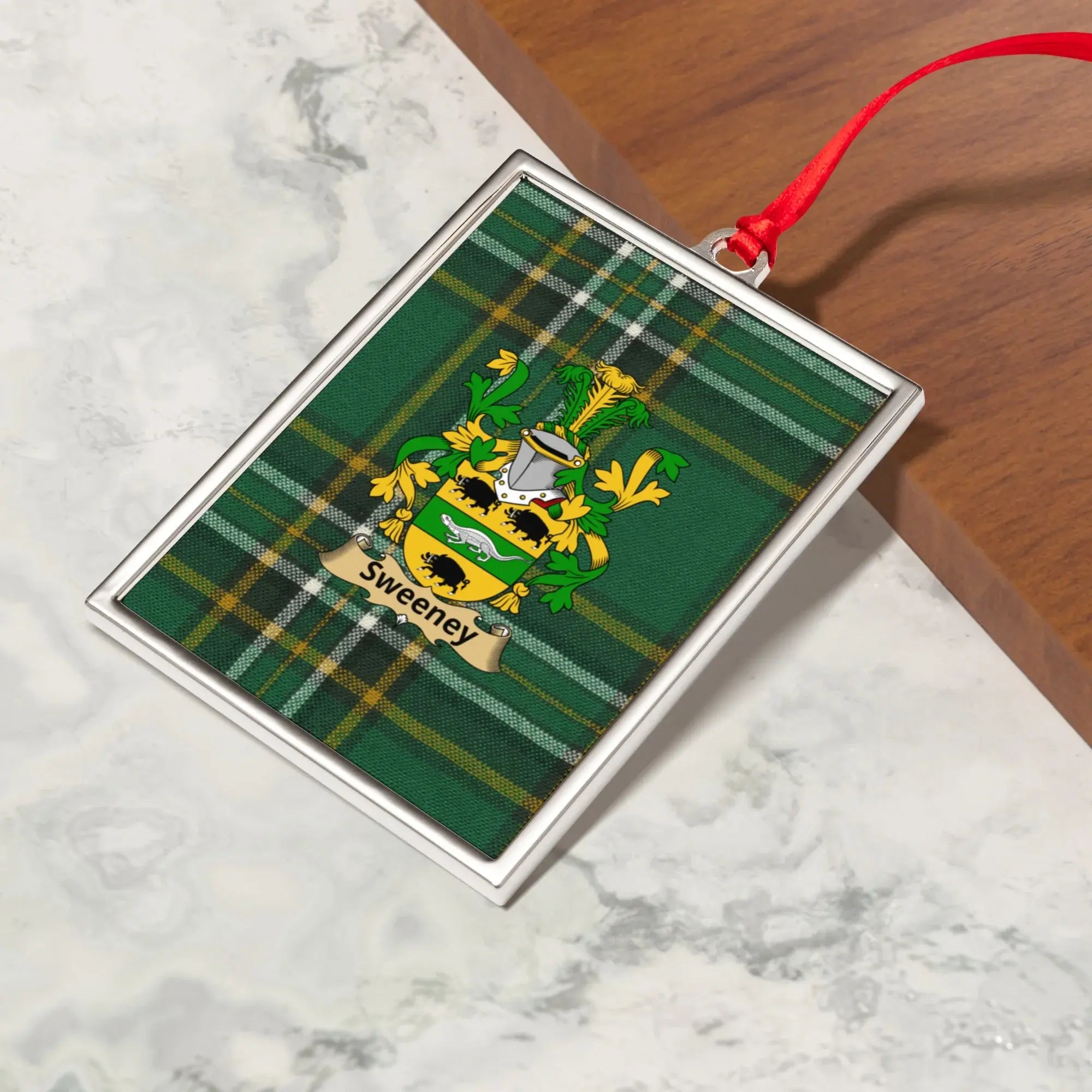 Family Crest Green and Yellow Tartan Pattern Ornament product