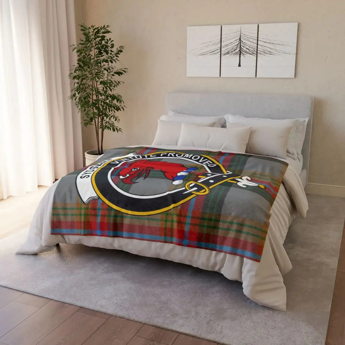 Scottish Clan Tartan Shield Design on Cozy Blanket