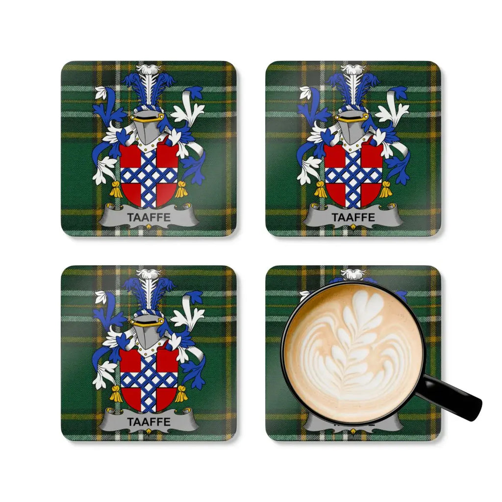 Taaffe Family Crest Green Plaid Coaster Set product type