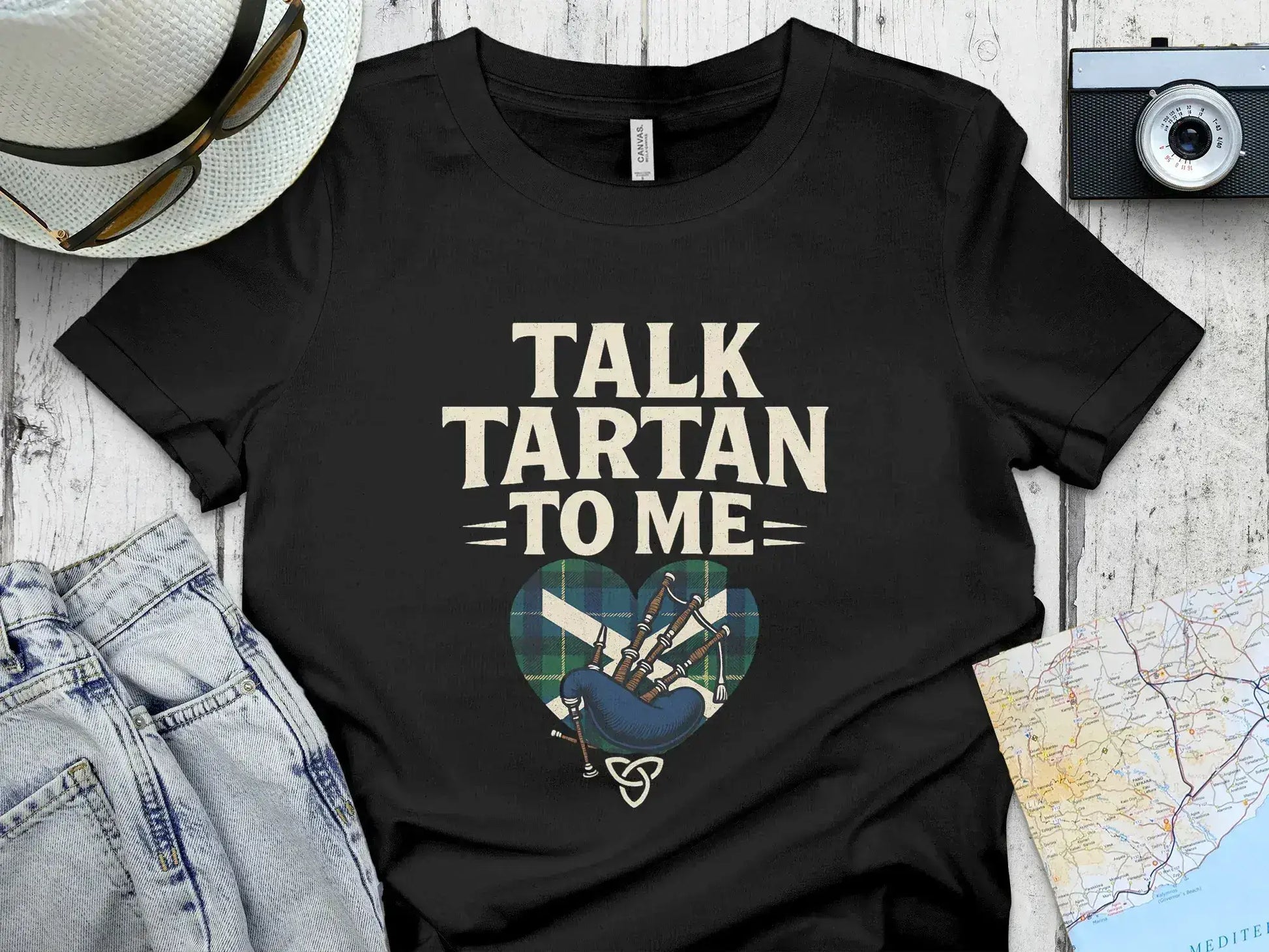 Talk Tartan to Me Heart Shape Design T-shirt product type