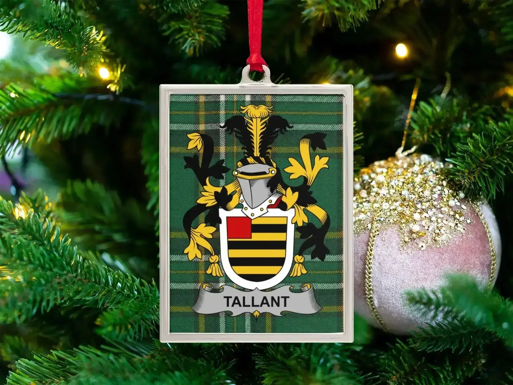 Tallant Coat Of Arms Irish Tartan Christmas Ornament 