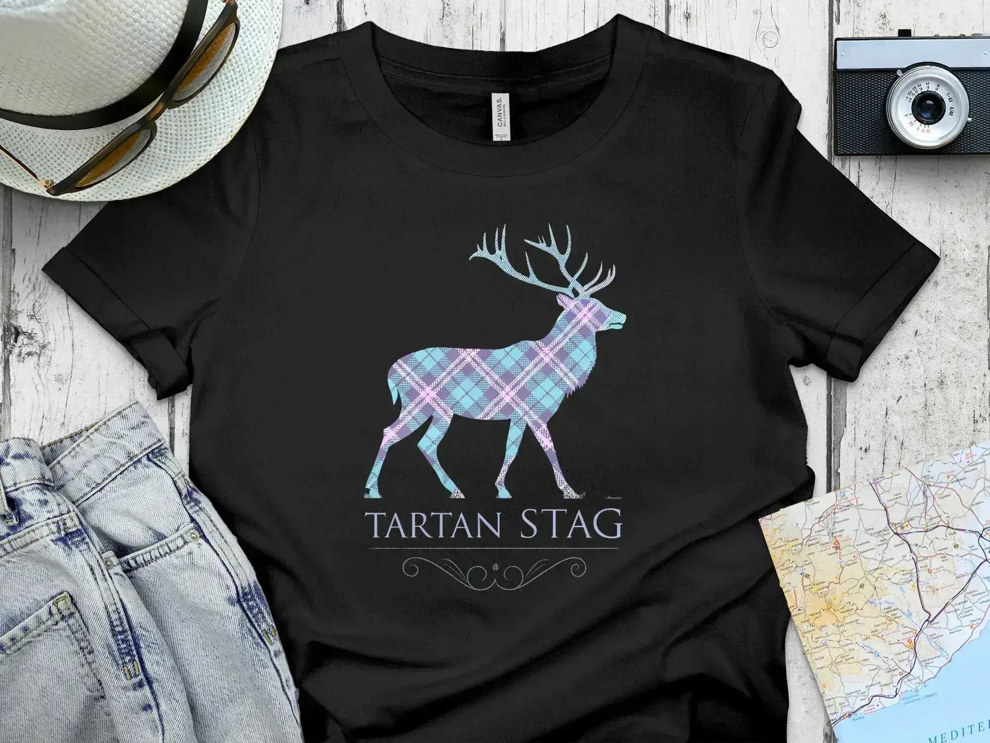 Tartan Stag Graphic with Plaid Pattern T-Shirt product type