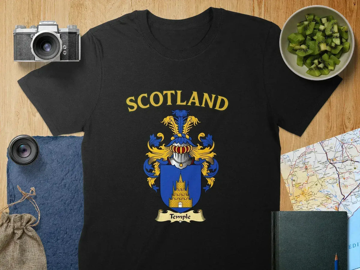 Scotland Temple Crest Design Black T Shirt