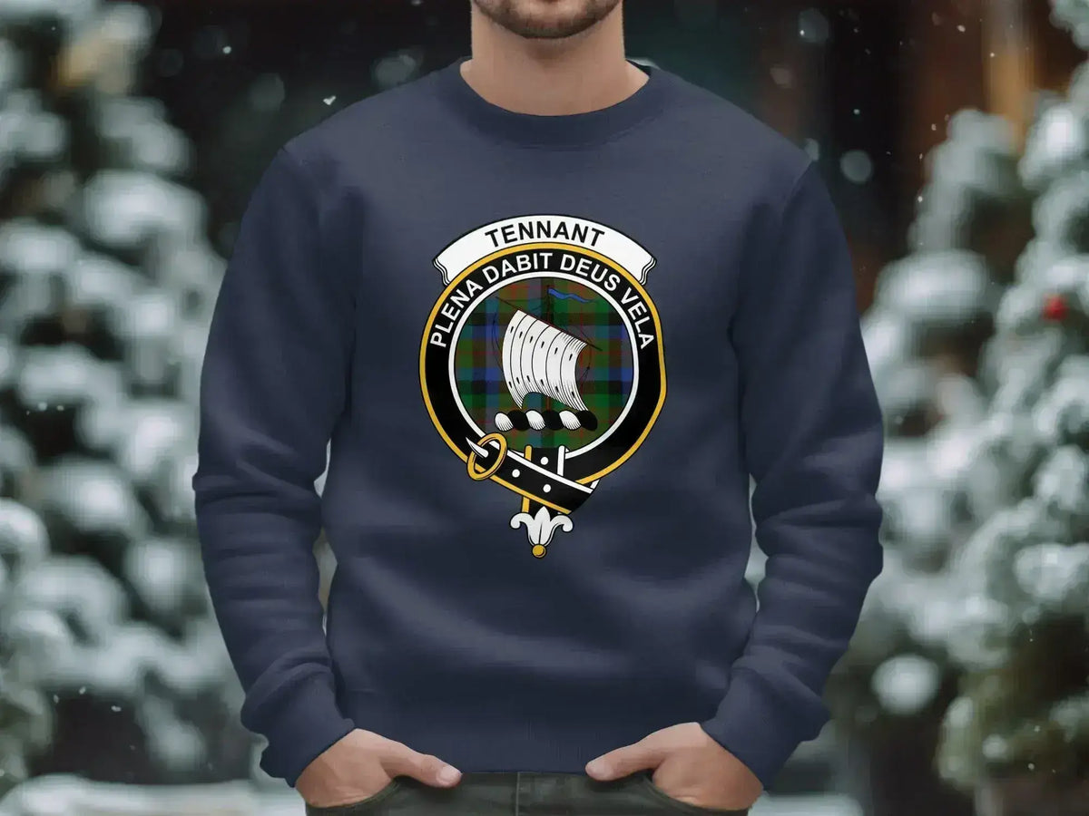 Tennant crest winter attire graphic sweatshirt — forest green, sizes S to 3XL