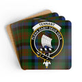 Clan Tennant plena dabit deus vela plaid coasters — glossy cork, 3.75 inch square