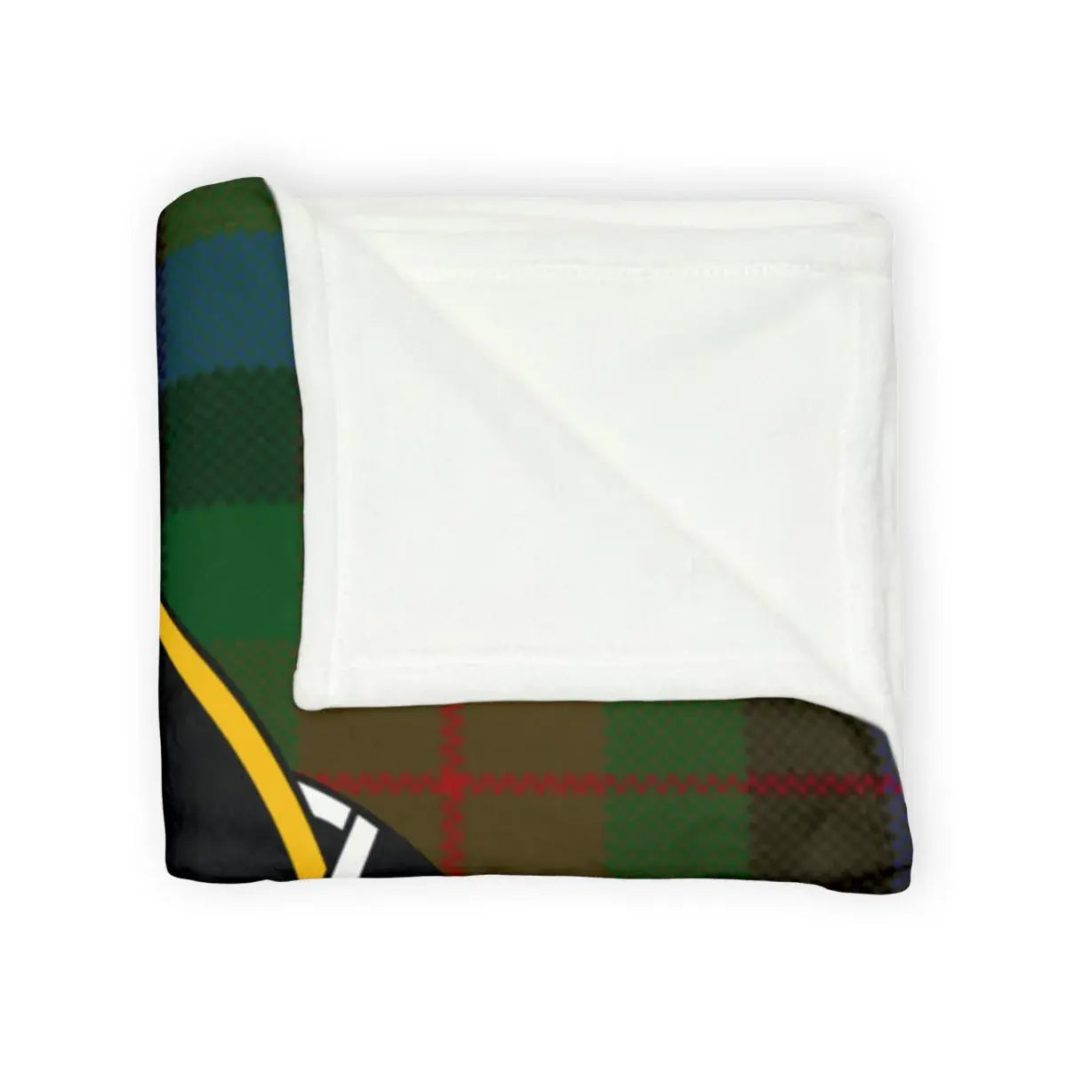 Clan Tennant tartan design blanket with white reverse — vibrant fade-resistant colours