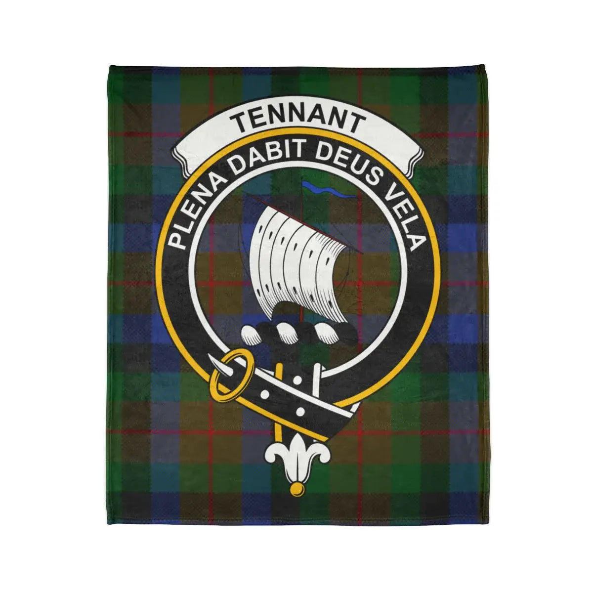 Clan Tennant full colour crest emblem blanket — plena dabit deus vela design