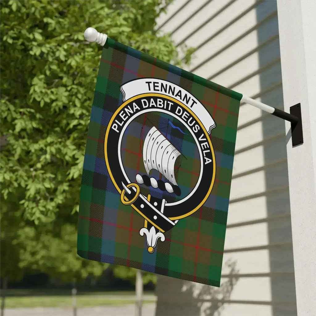 Clan Tennant family crest banner outdoor garden flag — 12x18 inch, poly canvas
