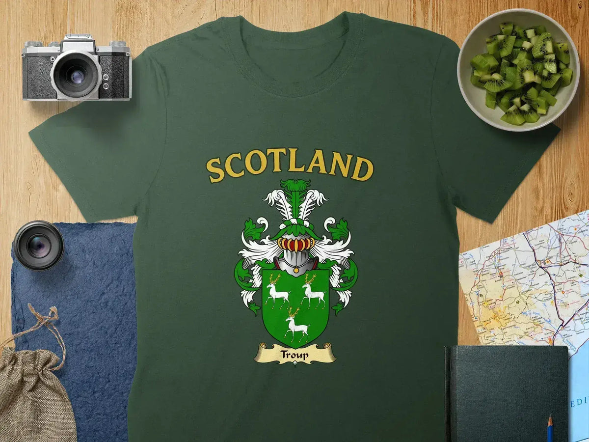 Scotland Family Crest on Green T-Shirt