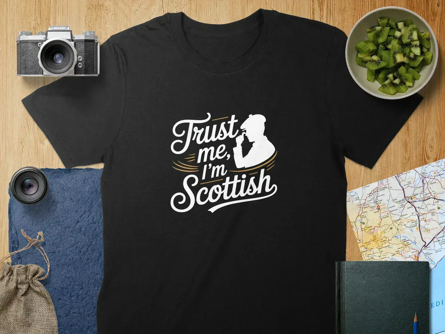 Trust Me I'm Scottish Black Graphic T-Shirt product