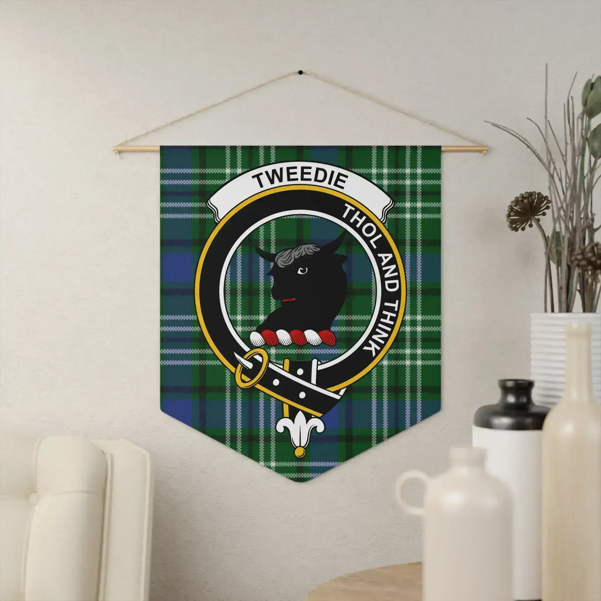 Tweedie Thol and Think Clan Crest Plaid Banner