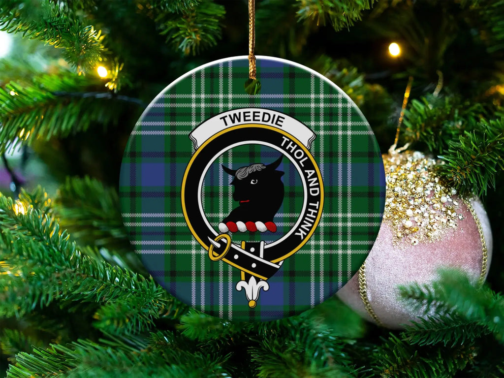Tweedie Tholand Think Clan Crest Plaid Ornament