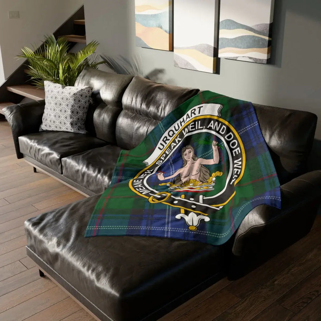 Clan Urquhart speake weil and doe weil tartan throw blanket — lightweight 100% polyester