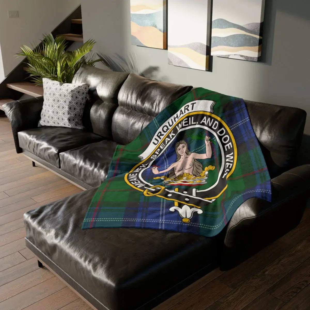 Clan Urquhart speake weil and doe weil tartan throw blanket — lightweight 100% polyester