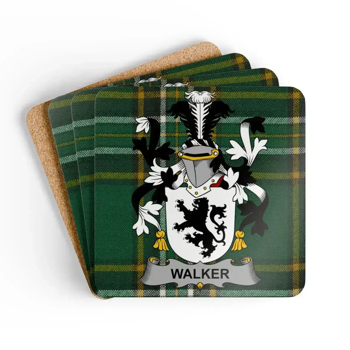 Walker Family Crest Green Plaid Drink Coasters product type