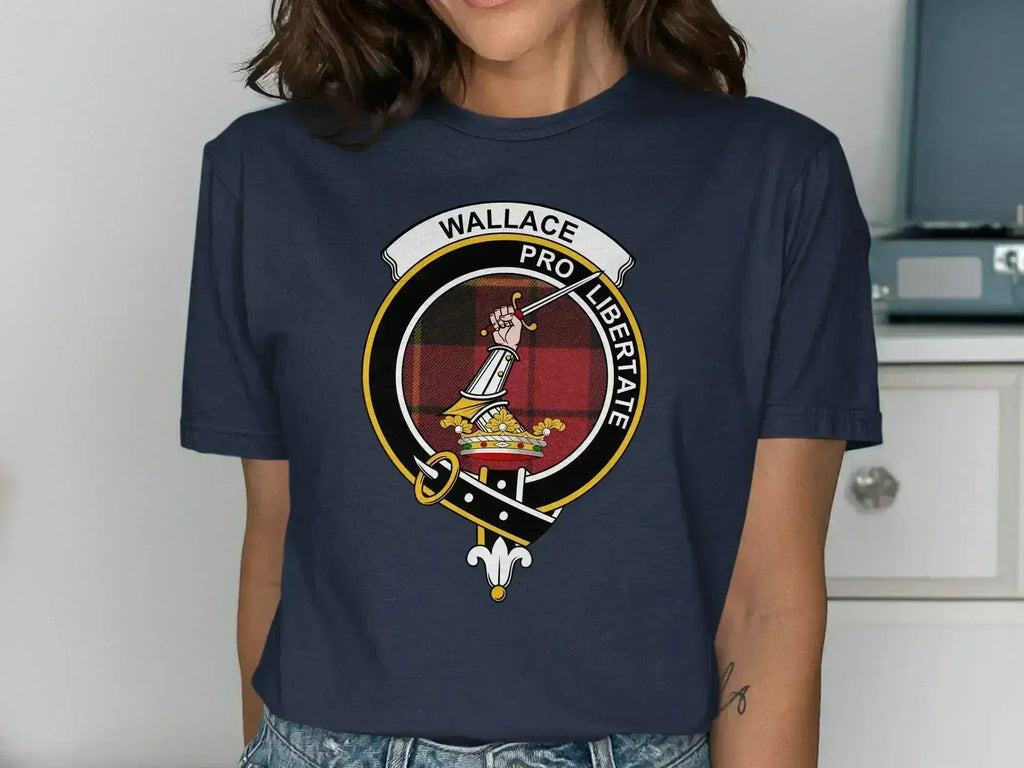 Wallace pro libertate graphic tee shirt — navy blue, front view
