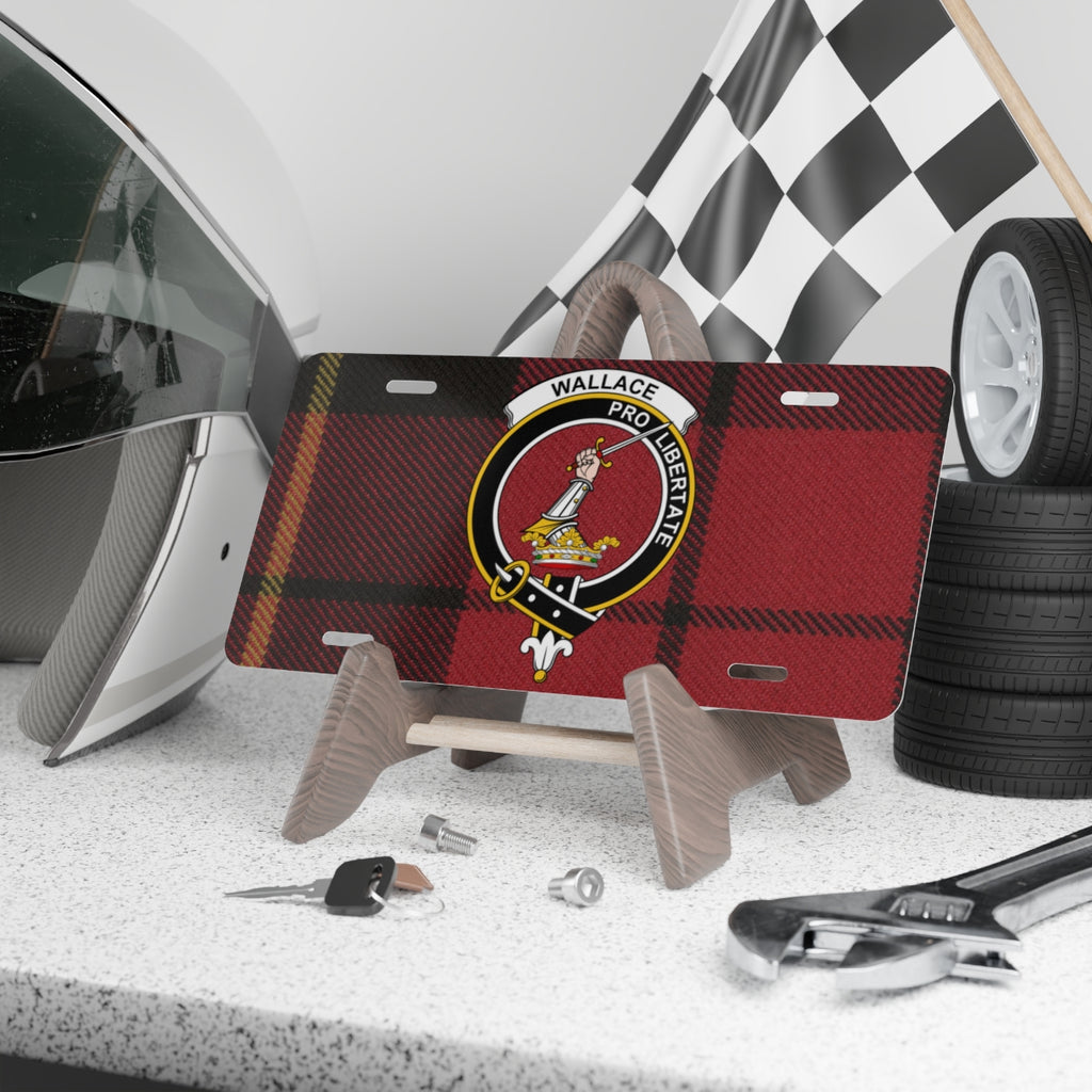 Custom Scottish clan license plate, crest on tartan, gift for a car lover