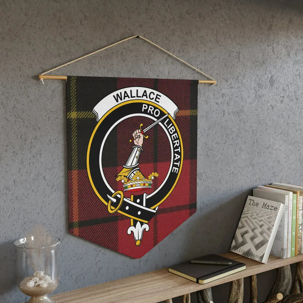 Clan Wallace pro libertate clan banner pennant — tartan plaid design, wall display