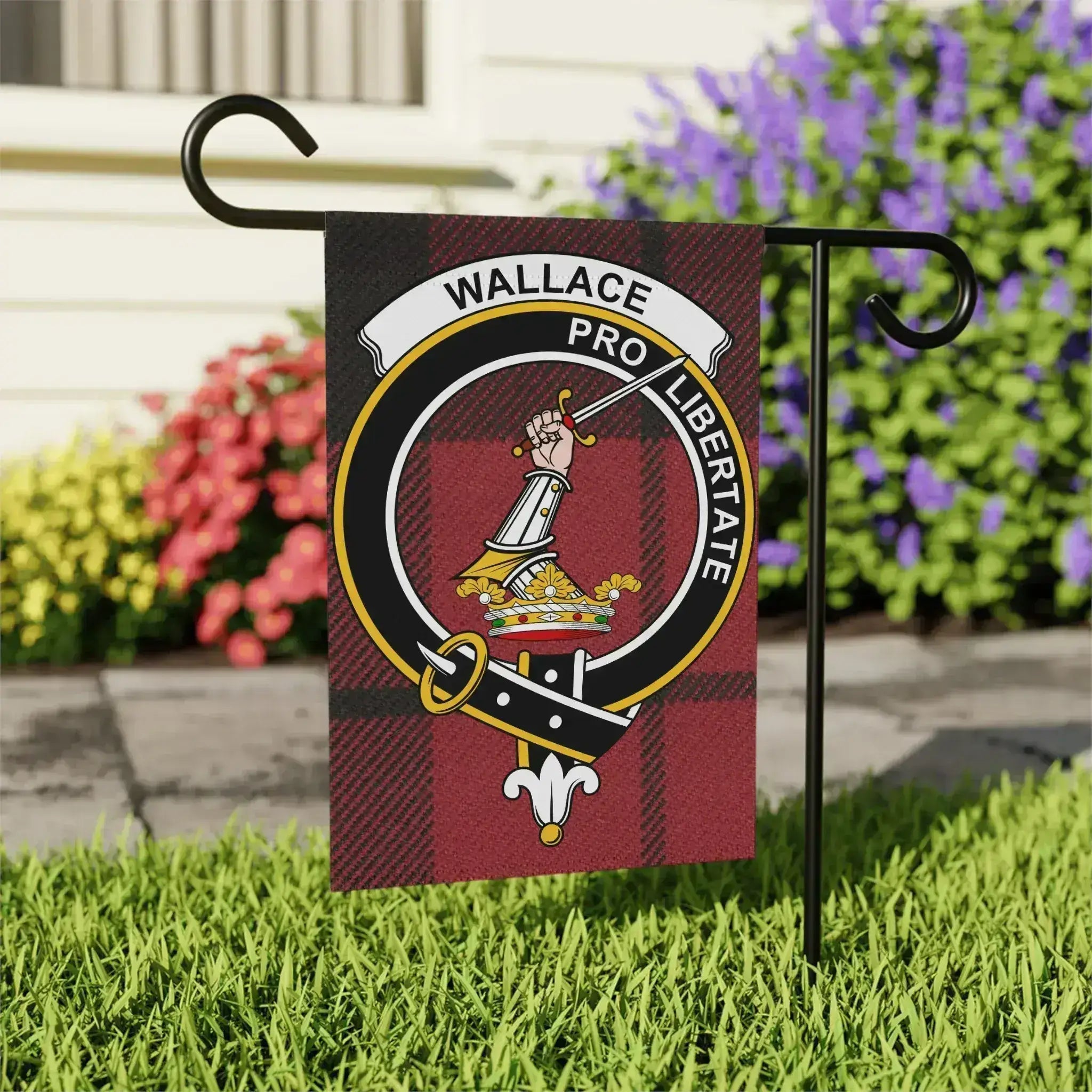 Clan Wallace pro libertate plaid outdoor flag — 24.5x32 inch outdoor display