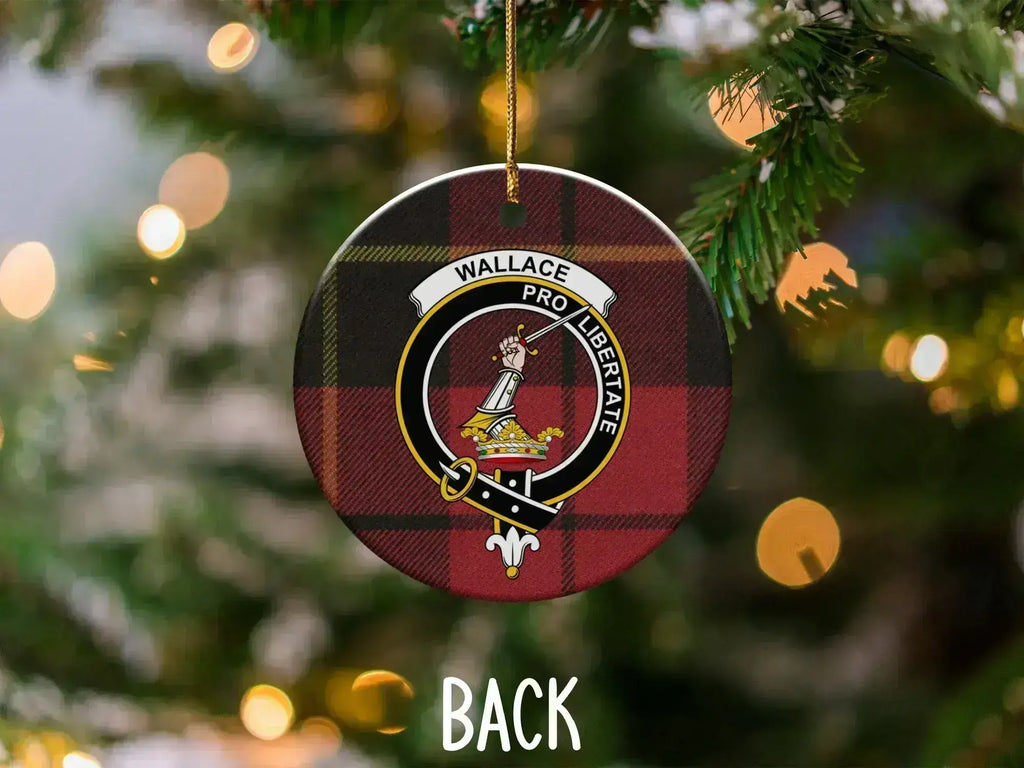 Wallace pro libertate plaid pattern ornament — tartan background, ceramic