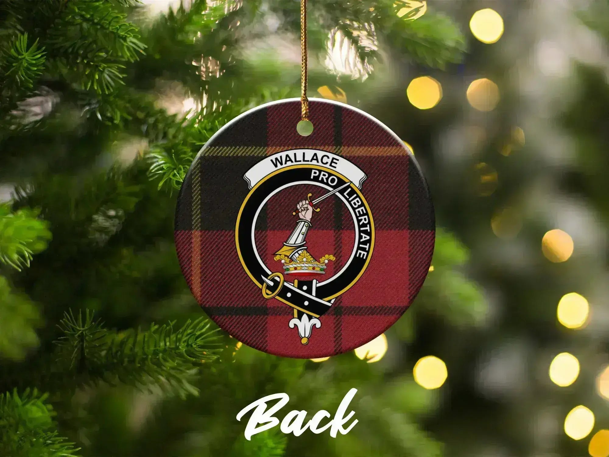 Wallace pro libertate tartan Christmas ornament — heritage keepsake, on tree