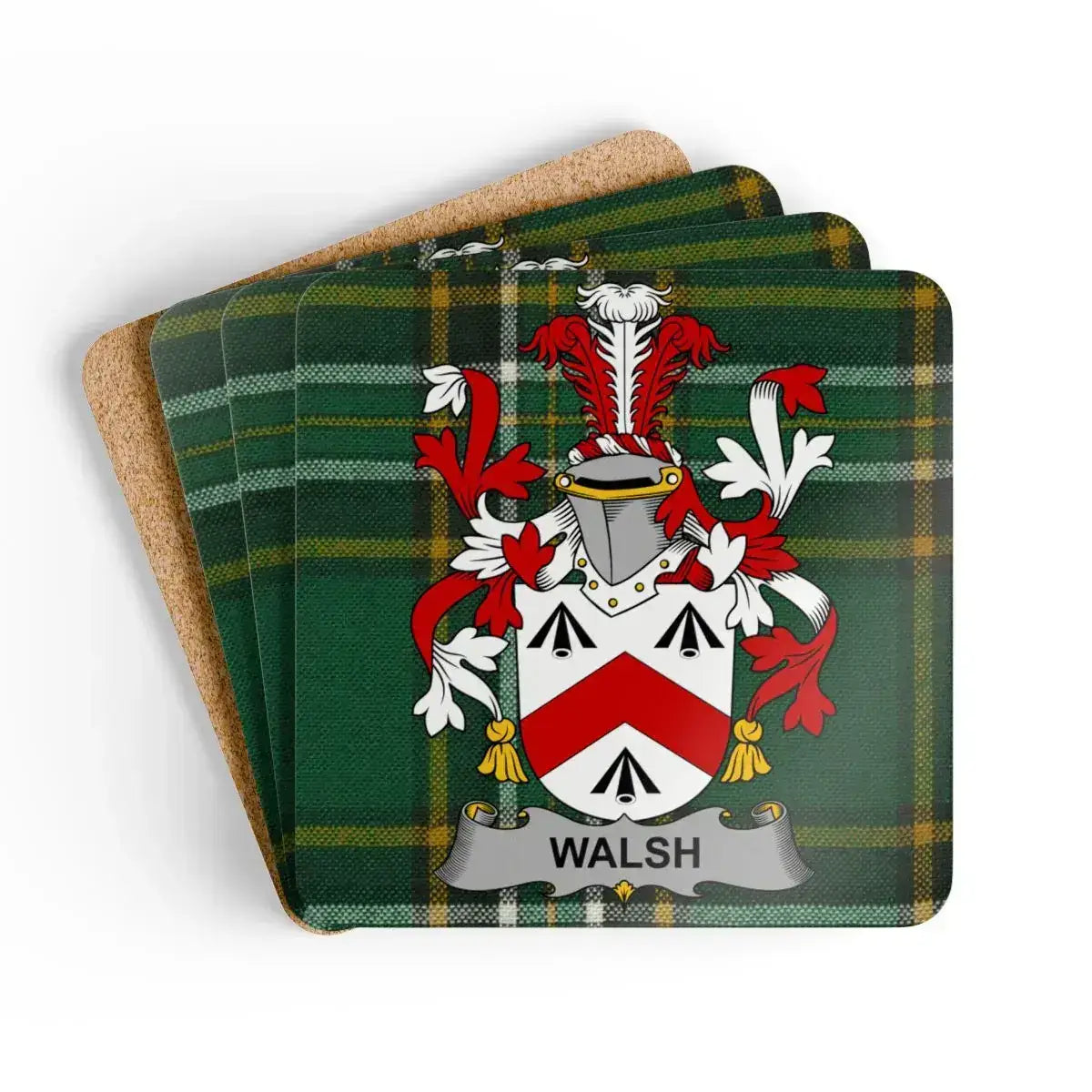 Walsh Family Crest Cork Coaster Set product
