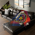 Clan Wardlaw crest tartan throw blanket — lightweight 100% polyester, cosy home comfort